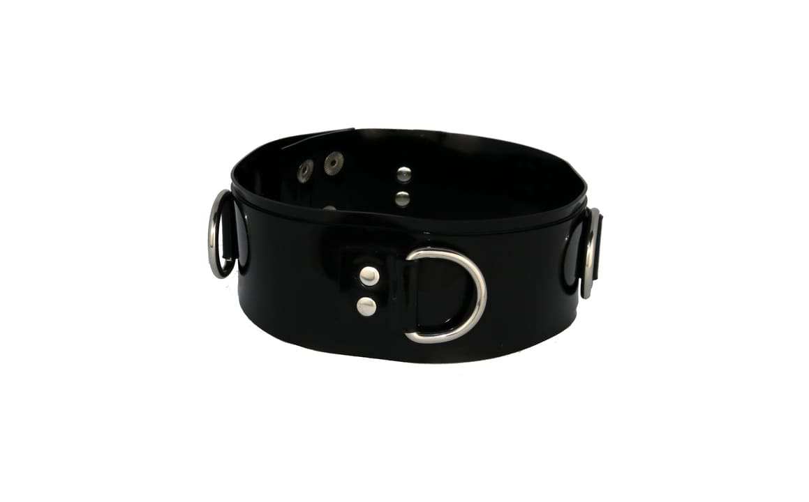 Latex Halsband d-chained mit stabilen edelstahlringen